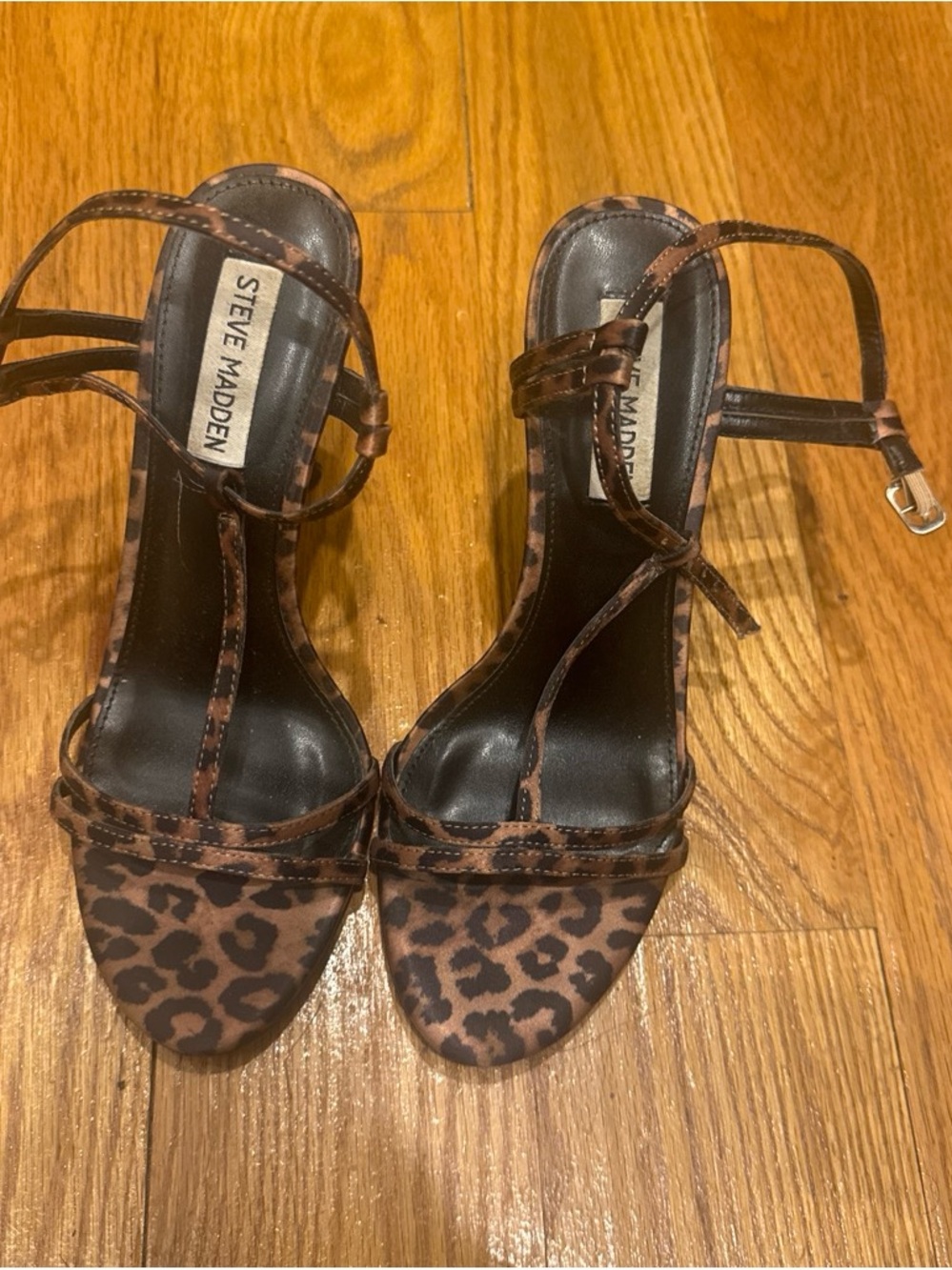 Steve Madden Leopard-Print Strappy Heels - Brown/Black